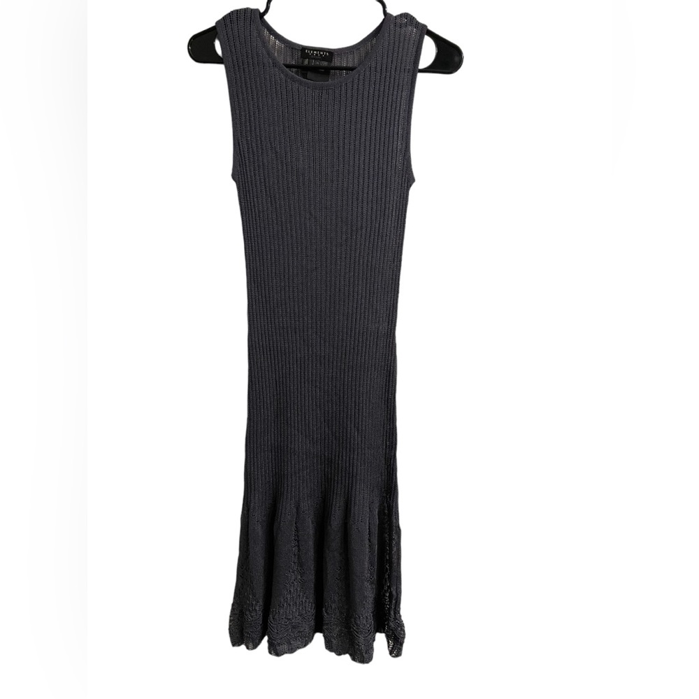 Escada Elements Dress Open Knit Fit to Flare Grey Sz 36/S/US 6 Sleevless
